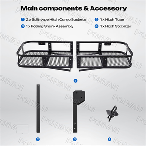 Pour le ramassage SUV 4X4 PONYAN nouveau Design fer pliant arrière noir attelage transporteur monté Cargo transporteur <span class=keywords><strong>porte</strong></span>-bagages <span class=keywords><strong>à</strong></span> <span class=keywords><strong>vendre</strong></span> - Product Image 6
