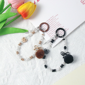 귀여운 동물 페르시 키 체인 아크릴 플러시 작은 공 전화 체인 - Product Image 3