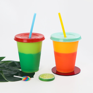 <span class=keywords><strong>Taza</strong></span> Mágica de Plástico de 16 oz con Logotipo Personalizado, Cambia de Color, con Pajita de PP, Apta para Agua Hirviendo, Vaso que Cambia de Color - Product Image 5