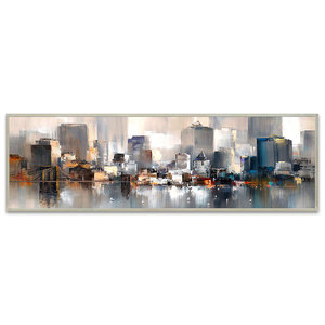 Pintura Abstracta Hecha a Mano al Óleo sobre Lienzo, Paisaje Urbano, Decoración de Habitaciones, Arte - Product Image 1