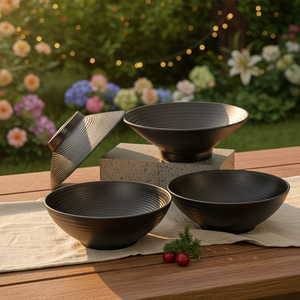 Juego de cuencos de <span class=keywords><strong>ramen</strong></span> de Melamina negra baratos, cuenco de fideos resistente al calor de calidad mate para restaurante para ocasiones de fiesta - Product Image 1