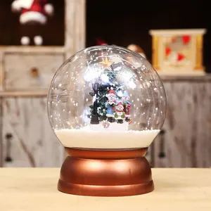 Globo musical de neve para natal, bola de neve de papai noel com música para natal