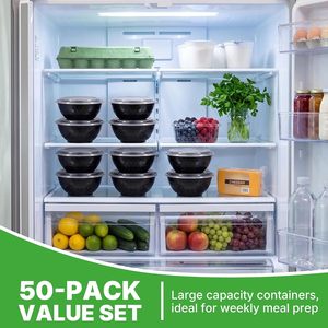 24oz Disposable <b>Microwaveable</b> Leak-Proof <b>Lid</b> Plastic Food Container <b>Bowl</b> Food Grade PP BPA Free Round Lunch Box Dish Wash Safe - Product Image 2