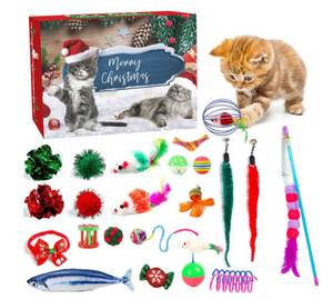 Personalizzato per animali domestici calendario dell'avvento natale scatola cieca giocattolo interattivo per gatti regalo gatto piuma Teaser e palla campana giocattoli - Product Image 2
