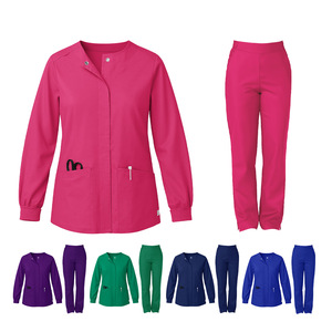 Unisex Long Sleeve Scrub <b>Top</b> Moisture Wicking Knitted Hospital Uniforms - Product Image 5