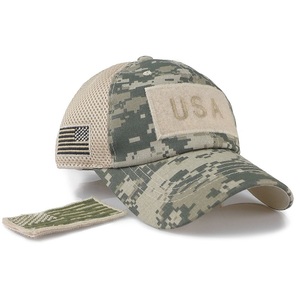 Parche de bandera americana bordado gorra curvada gorra de béisbol de camuflaje gorra de malla bordada gorra de camuflaje de béisbol desmontable para exteriores - Product Image 5