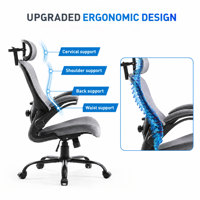 Chaise de bureau moderne JR RACING à dossier haut, réglable en hauteur, mécanisme papillon, ergonomique, accoudoirs relevables, support dorsal en maille, pour la maison