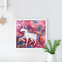 Peinture au diamant moderne 5D, forme spéciale, broderie licorne, bricolage, peinture en strass faite à la main pour adultes ou enfants, 30x30cm
