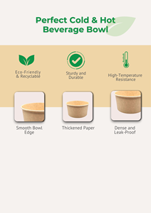 Bol en papier kraft jetable de qualité export, écologique, pour la restauration à emporter et la livraison de repas - Product Image 5
