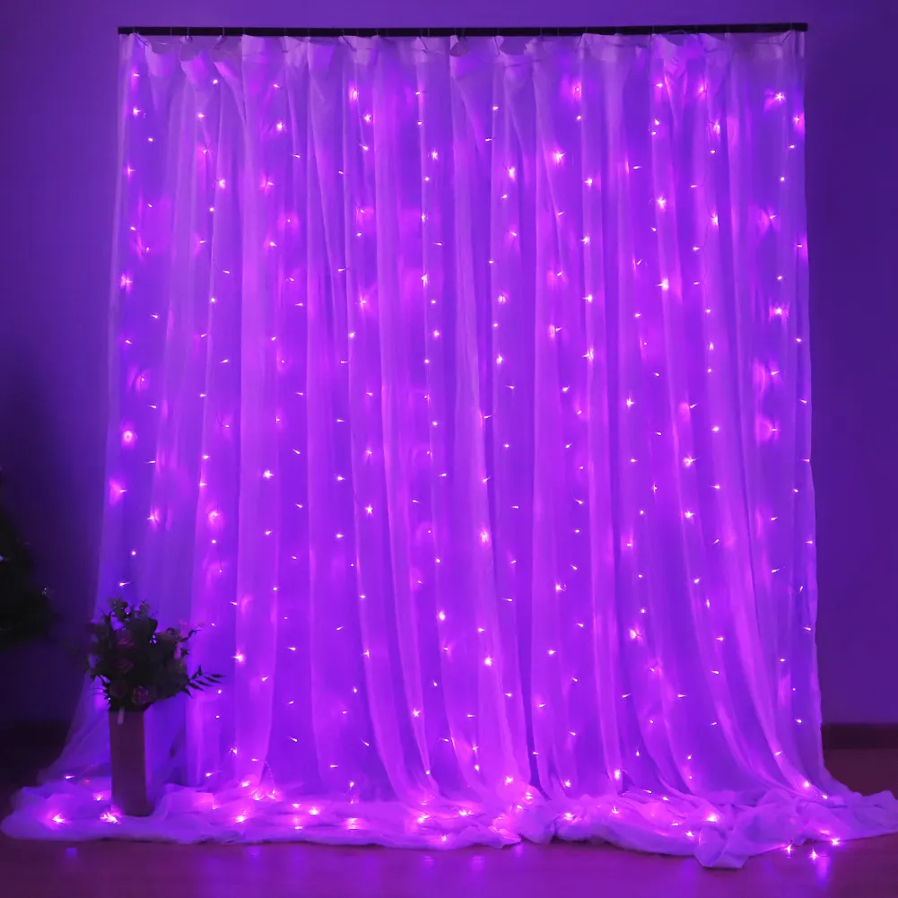 Guirlande lumineuse de rideau scintillante 3x3m 304 LED extérieur fée mariage Luces Navidad fenêtre décor Led glace rideau lumière