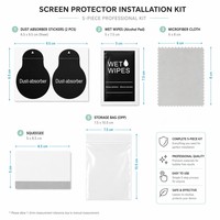 Kit de nettoyage d'écran professionnel jetable 5 pièces avec raclette en microfibre pour appareil photo, écran de téléphone portable - Installation facile, élimination de la poussière