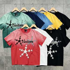 เสื้อยืดผู้ชายผ้าฝ้ายแท้ 100% แบบเรียบ รับสกรีนลายกราฟิก เสื้อยืดโอเวอร์ไซส์ เสื้อยืดผ้าฝ้ายหวีพิเศษแบบซันเฟด - Product Image 1