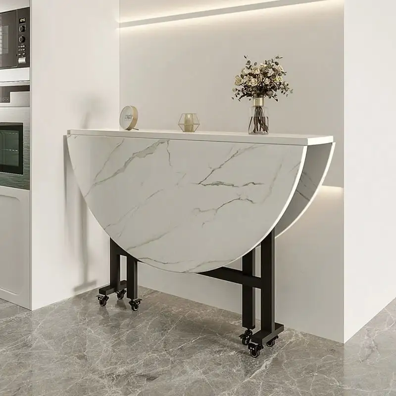 Vendita calda promozionale elegante design in metallo MDF tavoli da pranzo rotondi tavolo pieghevole per soggiorno mobili