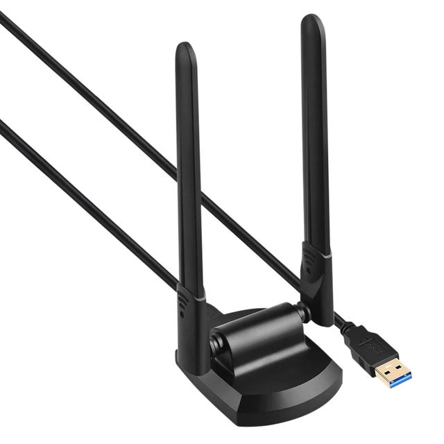 5400Mbps Tri-Band 2.4G 5G 6G Wireless WiFi Dongle Wlan Receiver WiFi 6E Network Card USB 3.0 WiFi Adapter for Windows 10 11