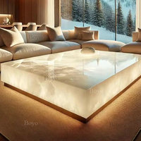 Table basse en onyx blanc lumineux rétroéclairé, table basse en marbre éclairée par des LED Lumistone