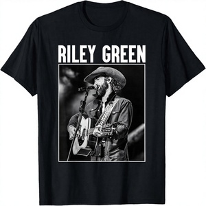 T-shirt à manches courtes en coton solide, style vintage, avec image de Riley Green chantant les plus grands succès de la musique country - Product Image 1