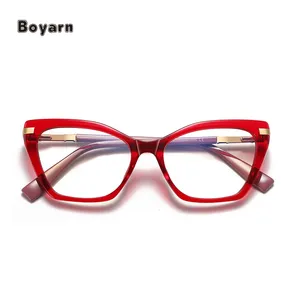 Boyarn TR90 Anti Blue Light Blocking Cat Eye Glasses Frame Women Luxury Designer Retro Tr90 Eyeglasses Ladies Optical Frames