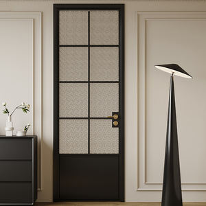 กระจกฝ้าอลูมิเนียมประตูทางเข้าห้องน้ำสวิงดีไซน์ทันสมัยพื้นผิวสำเร็จรูปกันน้ำ - Product Image 1