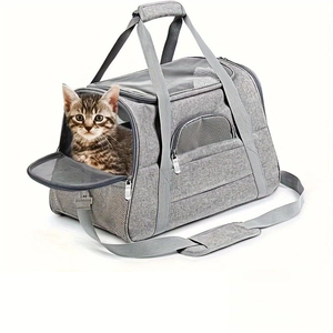 Sac à dos de transport carré pour animaux de compagnie, en tissu Oxford écologique, souple, portable, capacité 5 kg, fermeture éclair, pour petits chiens - Product Image 1