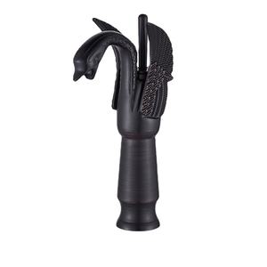 Grifo de lavabo de baño de latón con cuello de cisne dorado de lujo con manijas individuales artísticas - Product Image 4