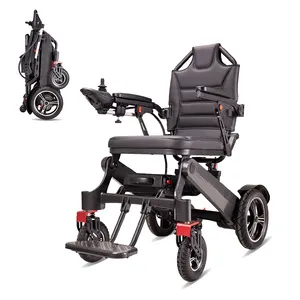 Magnesium alloy electromagnetic break with leather seat 150KG maximum loaded removable battery foldable electric power chair