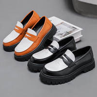 Chaussures en cuir pour hommes grande taille, à semelle épaisse et rehaussante, style coréen rétro, décontractées et tendance, pour le printemps et l'automne
