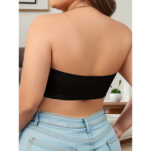 Bustier <span class=keywords><strong>Grande</strong></span> <span class=keywords><strong>Taille</strong></span> Confortable Antidérapant Noir Sans Bretelles Respirant à Agrafage Frontal <span class=keywords><strong>Invisible</strong></span> pour Femme - Product Image 2