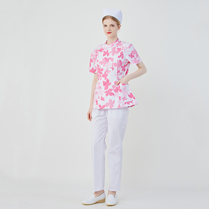 Tenues médicales unisexes en coton imprimé par transfert thermique pour médecins et infirmières, ensembles de blouses et pantalons, uniformes d'hôpital pour personnel, modèle DUI DE 020412 - Product Image 2