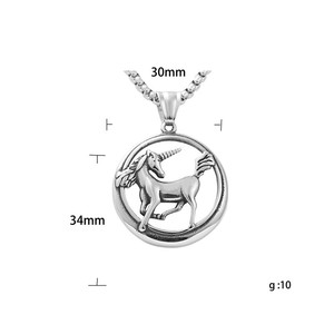 Yunnique Collar con colgante de unicornio de acero inoxidable para hombre, estilo retro, 19003 - Product Image 5