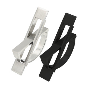 Japanese Style Geometric Furniture <b>Handle</b> Zinc Alloy Brushed Black Drawer Cabinet <b>Door</b> Easy Installation - Product Image 1