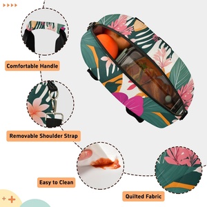 Sac à déjeuner personnalisé hawaïen à fleurs tropicales avec fermeture éclair, sacs isothermes réutilisables pour le travail, le bureau, les voyages, l'école, les pique-niques - Product Image 3