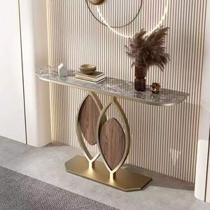 <span class=keywords><strong>Table</strong></span> <span class=keywords><strong>Console</strong></span> Simple avec <span class=keywords><strong>Long</strong></span> Plateau Décoratif en Marbre et Piètement en Métal Noir et Or pour Salon - Product Image 6