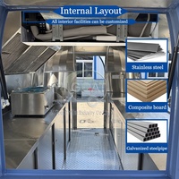 Remorque alimentaire bleu-gris optimisée avec fenêtre de service relevable et hotte de ventilation pour la vente mobile de restauration rapide
