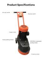 Machine à polir les sols en terrazzo 250 mm 3 kW, pour le ponçage du béton et du marbre, distributeur, prix de gros, prix d'usine