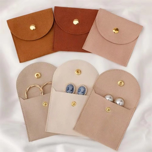 Custom Logo 8*8cm Microfiber Flap <b>Envelope</b> Velvet Bag Pouch for Necklace Ring Jewelry Packaging Exclusive <b>Gift</b> Packaging - Product Image 3