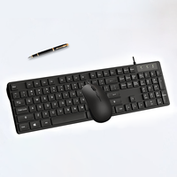 Combo de Teclado y Ratón USB con Cable de 104 Teclas para Laptop, Plug-and-Play, Resistente al Agua, Ultra Delgado, para Oficina, Hogar y Escuela