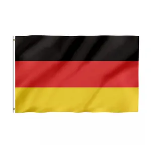 Produtos promocionais em estoque bandeira alemã 100% poliéster, 3x5 pés bandeira alemã com ranhuras em latão alemã