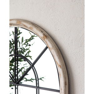 <span class=keywords><strong>Espejo</strong></span> de Pared con Marco de Madera Blanca Envejecida, Estilo Rústico Vintage, con Vidrio Arqueado - Product Image 2