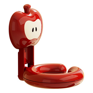 Soporte para botellas montado en la pared con forma de manzana, plástico rojo con ventosa para almacenamiento en cocina y baño - Product Image 2