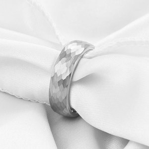 <b>Tungsten</b> Carbide Ring 6mm Geometric Hammered Pattern Men's Jewelry Everyday Wear - Product Image 2