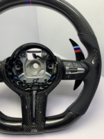 Volant sport en cuir et fibre de carbone pour M3/M4/M2 E90-E93 F80-F87 F10/F06, avec palettes à fond plat tricolores améliorées