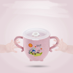 도매 밀 짚 짚 물 컵 규모 아기 마시는 컵 뚜껑 어린이 귀여운 만화 물 컵 - Product Image 2