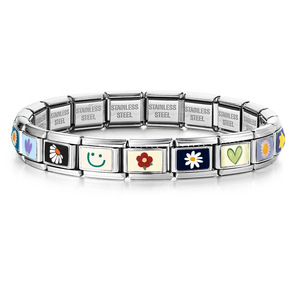Italian Modular <b>Bracelet</b> Stainless Steel <b>Flower</b> Smiley Face Design DIY Detachable Charm <b>Bracelet</b> Unisex Gift Spring 2026 - Product Image 5