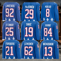 Nueva Camiseta de Hockey sobre Hielo 2026 Azul con Costuras Superiores en Spandex/Algodón 29 Nathan MacKinnon 8 Cale Makar 19 Sakic 92 Landeskog 25 O'Connor