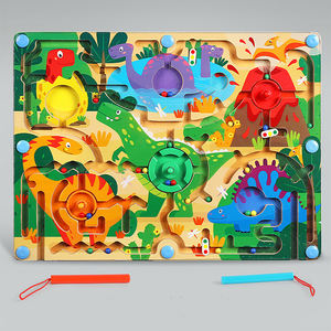 Laberinto de bolas de madera para niños, mecanismo de dinosaurios de tráfico de animales, laberinto magnético, juguete de entrenamiento de concentración de pensar lógico - Product Image 4