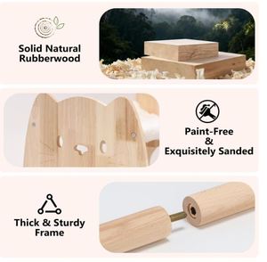 Cama Elevada Extra Grande para Gatos, Hamaca de Madera de Caucho Sólido con Cubierta, Camas Dobles para Mascotas para Hogares con Varios Gatos - Product Image 3