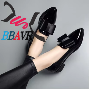 Zapatos de PVC para Mujer, Diseño Coreano con Lazo, Punta Puntiaguda, Sin Cordones, Tacón Bajo, Tallas Grandes, Otoño 2020 - Product Image 1