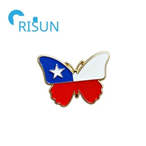 工厂批发定制智利圣地亚哥旅游纪念品磁铁别针徽章金属智利地图国旗国徽胸针别针 - Product Image 4