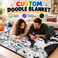 Couverture en flanelle écologique à colorier soi-même, de haute qualité, avec des animaux de dessin animé, pour enfants et bébés, jeté pour toutes les saisons, décoration de la maison, lavable, personnalisable