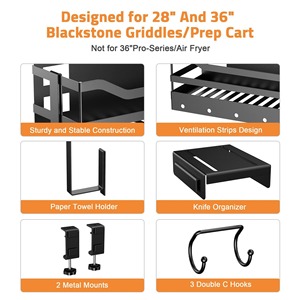 Wall Mounted Storage Basket Black Hanging <b>Kitchen</b> Shelf For <b>Spices</b> And Utensils With Knife <b>Rack</b> And Paper Towel Holder - Product Image 3